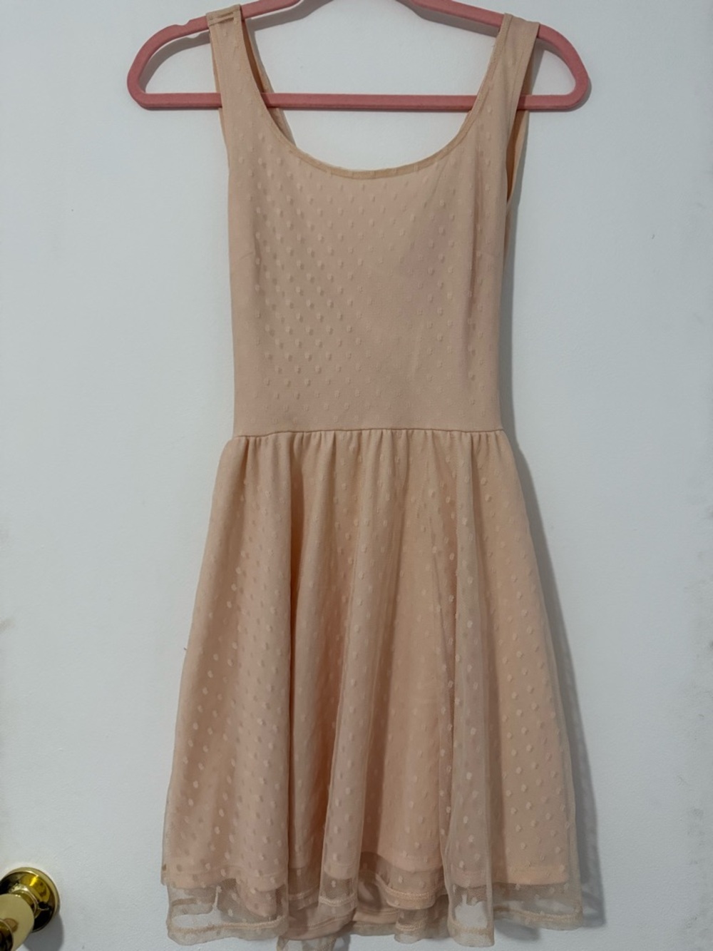 Forever 21 Peach Dot Mesh Skater Dress